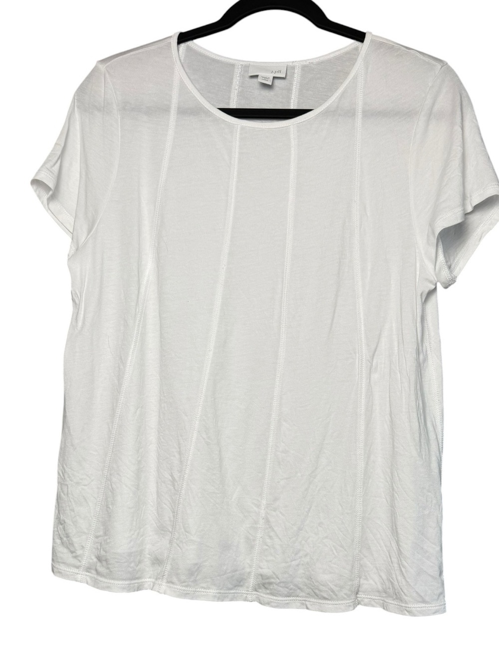 J. Jill White Short Sleeve Vertical Seam Tee Large Petite - Picture 3 of 8